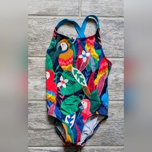 Mini Boden 4-5 GUC Multicolor Parrot Print Kids Swim One Piece